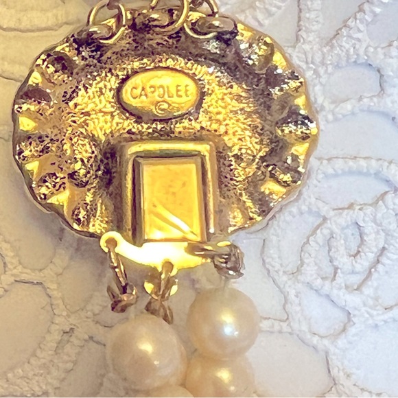 Vintage-Carolee- 3 Strand Faux Pearl Necklace- Graduated Lengths - Picture 3 of 3